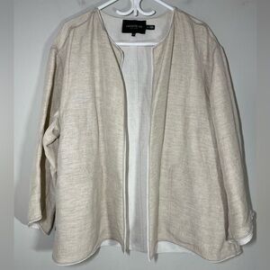 Lafayette 148 New York Linen Open Front Jacket Blazer size XL